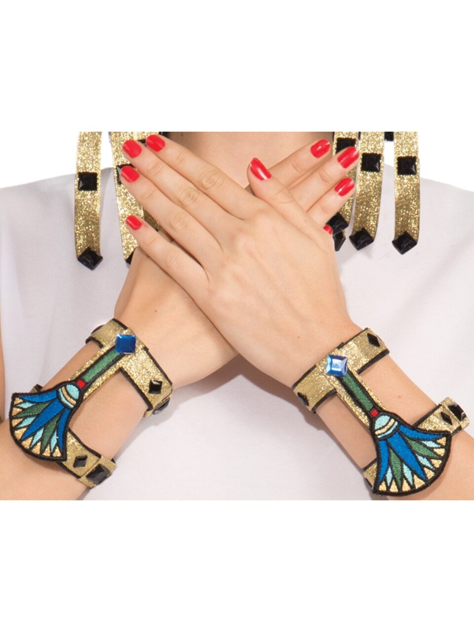 Adults Womens Deluxe Egyptian Pharoah Wrist Cuffs Costume Accessory